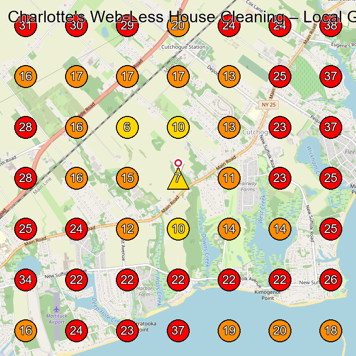 Charlotte's Web-Less House Cleaning GeoGrid visibility map for House Cleaning Service in Sag Harbor